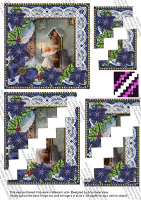 Choirboy Blue Poinsettia 5in Zig Zag Triangle Stacker