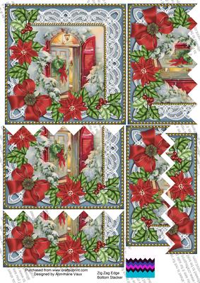 Christmas Door Red Poinsettia 5in Zig Zag Bottom Stacker