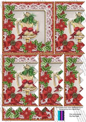 Christmas Lovebirds Poinsettia 5in One Side Zig Zag Stacker