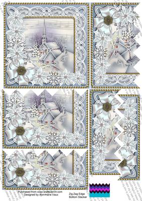Blue Village Church Poinsettia 5in Zig Zag Bottom Stacker