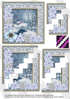 Blue Winter Walk Poinsettia 5in Zigzag Triangle Stacker