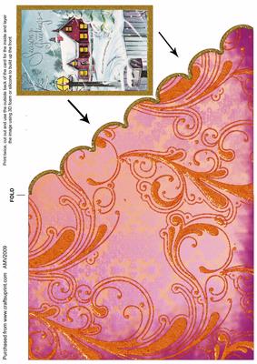 Christmas Snow Covered House Scallop Edge Card