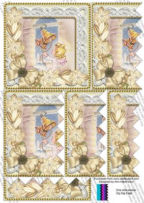 Angel Bell Pulling Poinsettia 5in One Side Zig Zag Stacker