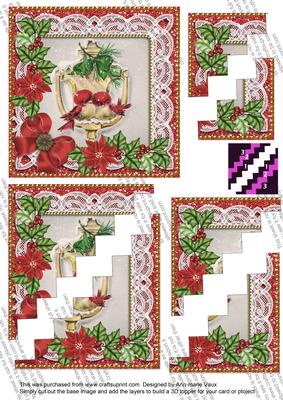Lovebirds Red Poinsettia 5in Zigzag Triangle Stacker
