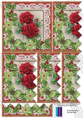 Christmas Roses Poinsettia 5in One Side Zig Zag Stacker