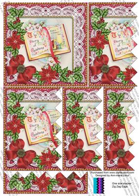 Glory Book Red Poinsettia 5in One Side Zig Zag Stacker