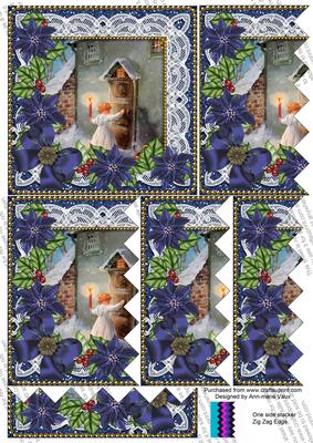 Choirboy Blue Poinsettia 5in One Side Zig Zag Stacker