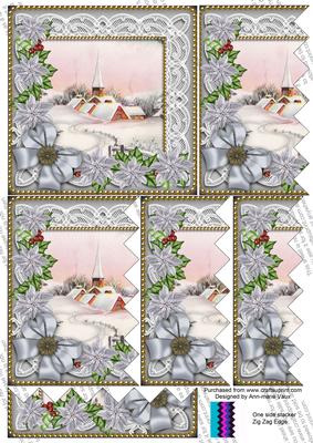Pink Church Ice Poinsettia 5in One Side Zig Zag Stacker