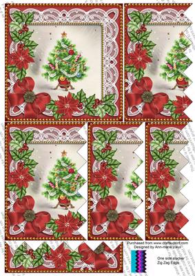Elegant Tree Red Poinsettia 5in One Side Zig Zag Stacker