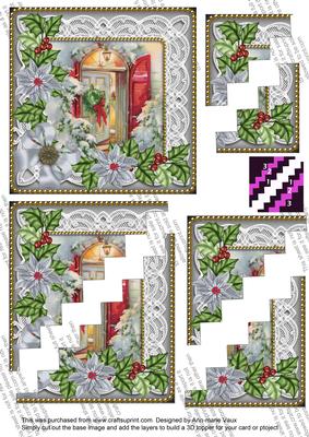 Christmas Door Ice Poinsettia 5in Zigzag Triangle Stacker