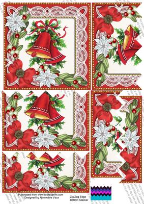 Christmas Bells Poinsettia 5in Zig Zag Bottom Stacker