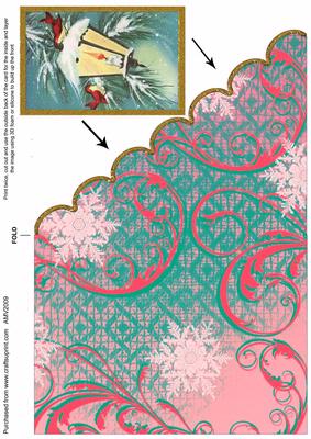 Christmas Lantern Scallop Edge Corner Card