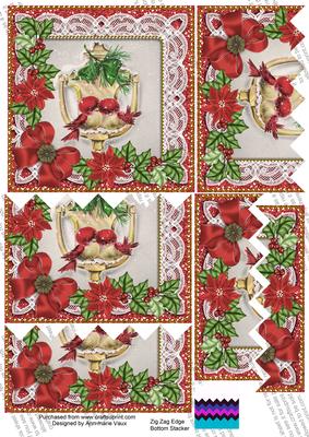 Lovebirds Red Poinsettia 5in Zig Zag Bottom Stacker