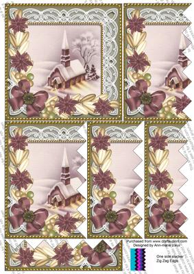 Church Lights on Plum Poinsettia 5in Zigzag One Side Stacker