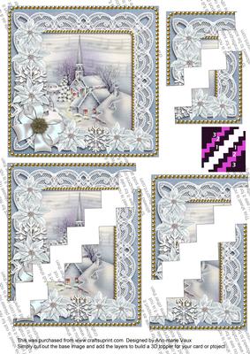 Blue Village Church Poinsettia 5in Zig Zag Corner Stacker