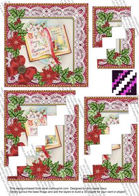 Glory Book Red Poinsettia 5in Zig Zag Corner Stacker