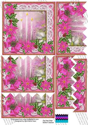 Pink Candles Poinsettia 5in Zig Zag Bottom Stacker