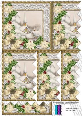 Ice Church Cream Poinsettia 5in Zigzag One Side Stacker
