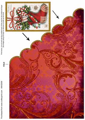 Christmas Red Stocking Scallop Edge Corner Card