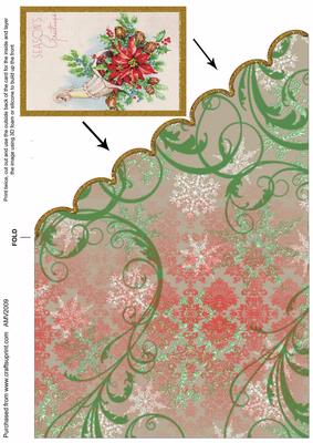 Christmas Flower Bouquet Scallop Edge Corner Card
