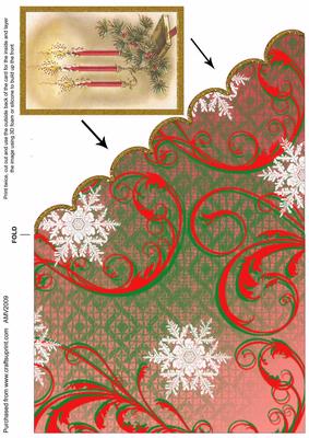 Christmas Candlesticks Scallop Edge Corner Card