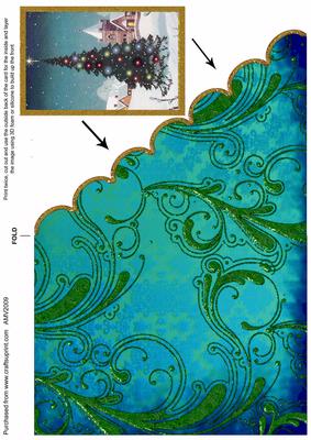 Christmas Tree Scallop Edge Corner Card