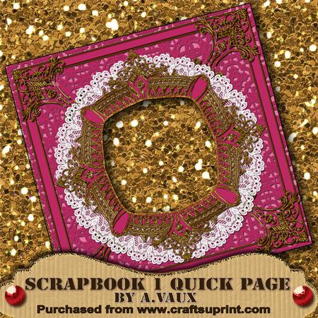 Pink Ornate Lace Frame Scrapbooking Quick Page