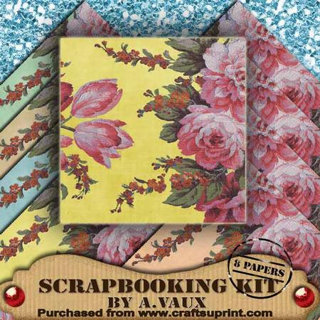Mega Roses Textured 8 Scrapbooking Papers Kit