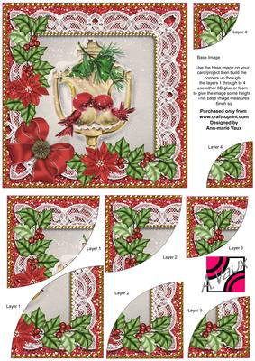 Lovebirds Red Poinsettia 6in Duo Corner Stacker
