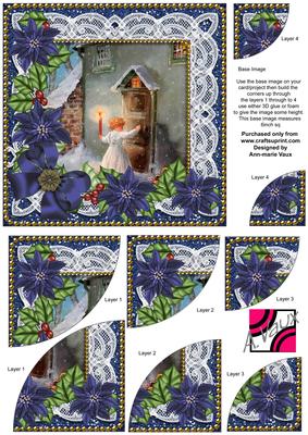 Choirboy Knocking Blue Poinsettia 6in Duo Corner Stacker