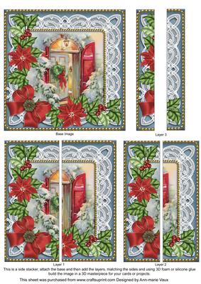 Christmas Door Red Poinsettia 5in Side Stacker