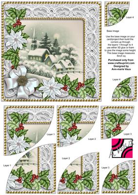 Dream Church Ice Poinsettia 6in Duo Corner Stacker