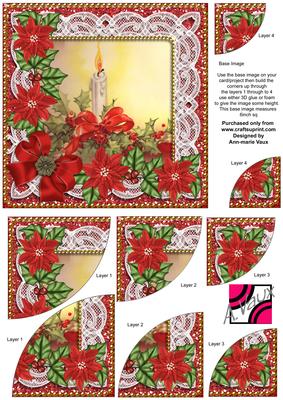 Single Candle Red Poinsettia 6in Duo Corner Stacker
