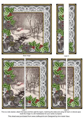 Black Winter Walk Poinsettia 5in Side Stacker