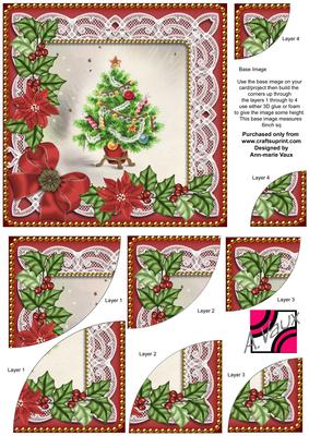 Elegant Tree Red Poinsettia 6in Duo Corner Stacker