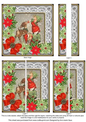 Feeding Reindeer Poinsettia 5in Side Stacker