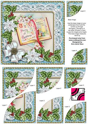 Glory Book Blue Poinsettia 6in Duo Corner Stacker