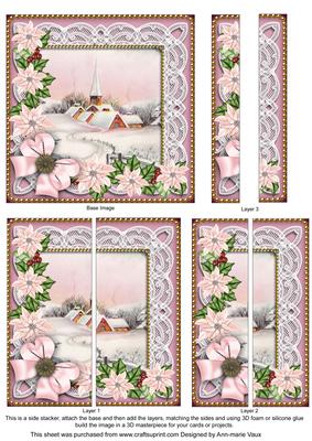 Pink Snow Church Poinsettia 5in Side Stacker