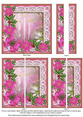 Pink Candle Poinsettia 5in Side Stacker