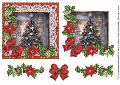 My Tree Red Poinsettia 3D Decoupage Step by Step Sheet