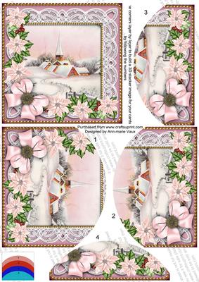 Pink Snow Church Poinsettia 5in Round Bottom Stacker