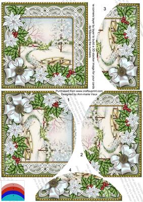Pretty Snowscene Green Poinsettia 5in Round Bottom Stacker