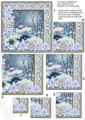 Blue Winter Walk Ice Poinsettia 5in One Corner Stacker