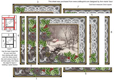Black Winter Walk Poinsettia 5in Spiral Edge Stacker