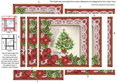 Elegant Tree Red Poinsettia 5in Spiral Edge Stacker