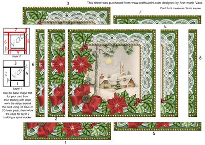 Winter Pub Red Poinsettia 5in Spiral Edge Stacker