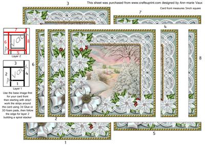 Snow Scene Ice Poinsettia 5in Spiral Edge Stacker