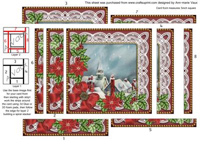 Rooftops Red Poinsettia 5in Spiral Edge Stacker