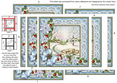 Pretty Snowscene Blue Poinsettia 5in Spiral Edge Stacker