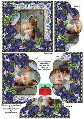 Choirboy Knocking Blue Poinsettia 5in Scallop Bottom Stacker